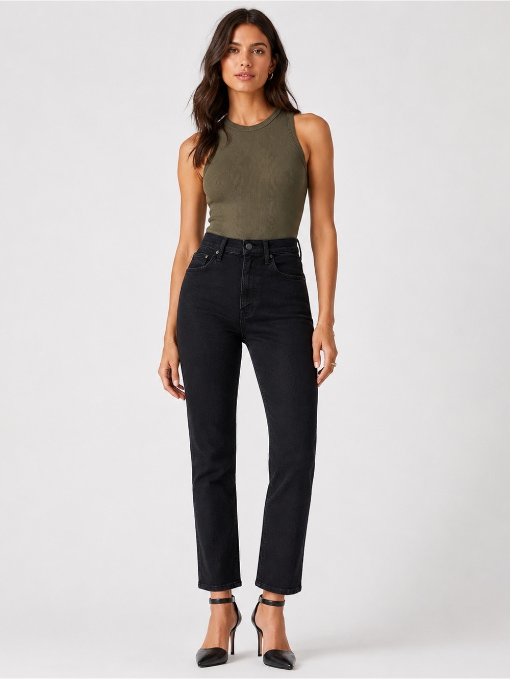 MOTHER High Waisted Rider Ankle Jeans 26 Not Guilty Black Denim